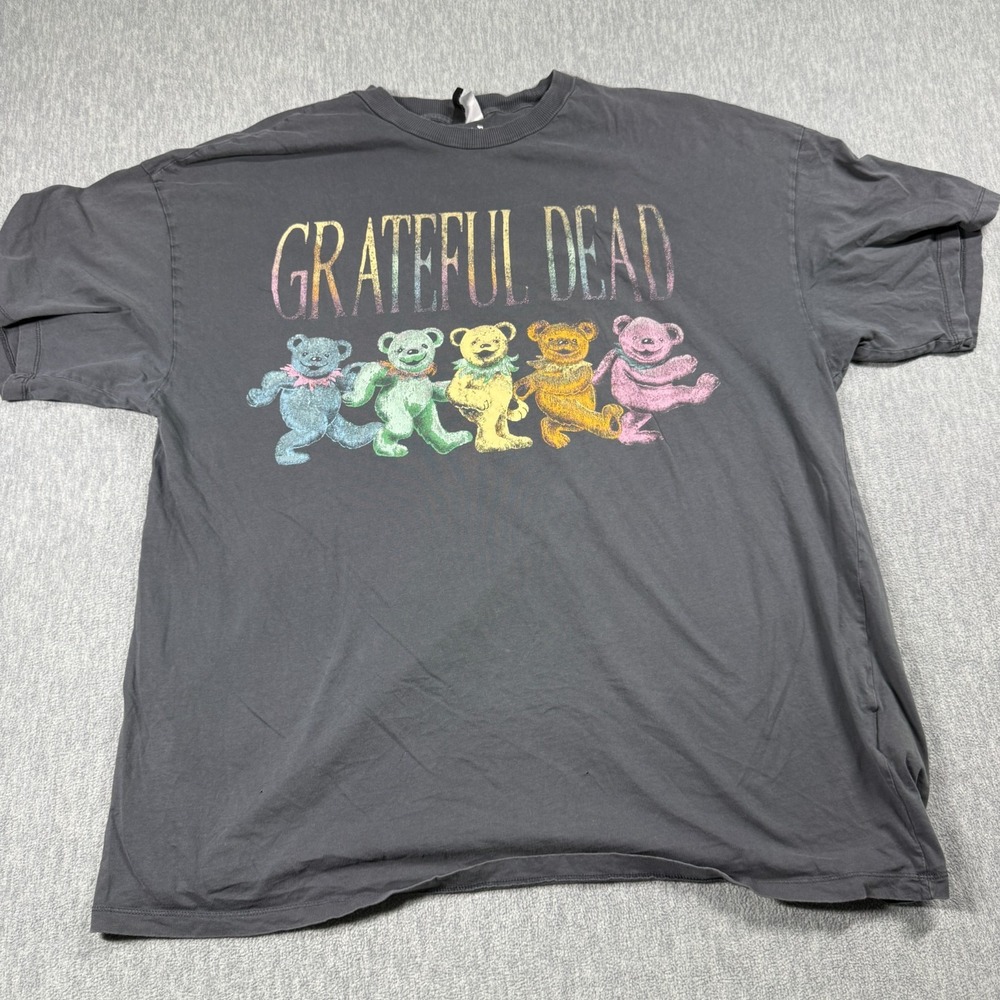 Grateful Dead Shirt Women XL Oversized Grey Dancing Bears Graphic Wash T-Shirt
